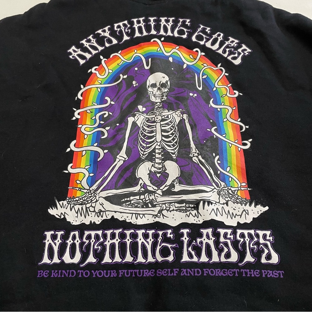 Empyre Rosine Sherpa Hoodie Black Full Zipper Skeleton Skater Men’s Size Large